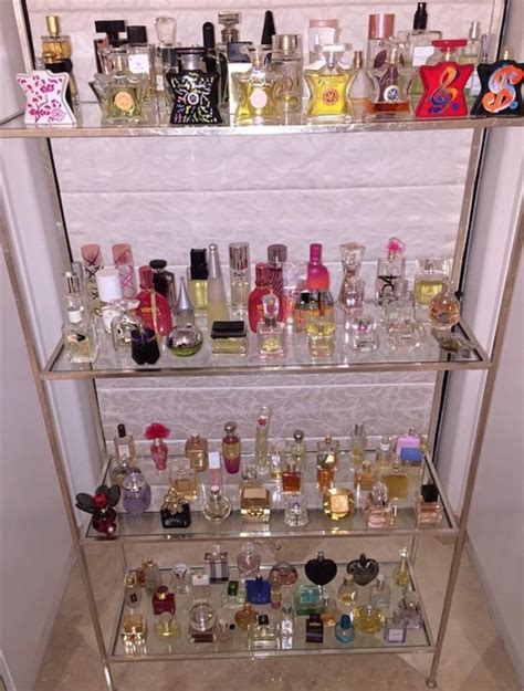 perfume collection display.